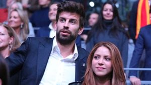 24 November 2019, Spain, Madrid: The Director of the organization Gerard Piqué and his wife, the singer, Shakira, during the final of the tournament between Spain and Canada, in Madrid, Spain, November 24th, 2019. Photo: Cézaro De Luca Photo: Cezaro De Luca/dpa (Photo by Cezaro De Luca/picture alliance via Getty Images)