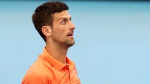 Novak Djokovic durante el torneo de Adelaida que se juega en Australia.