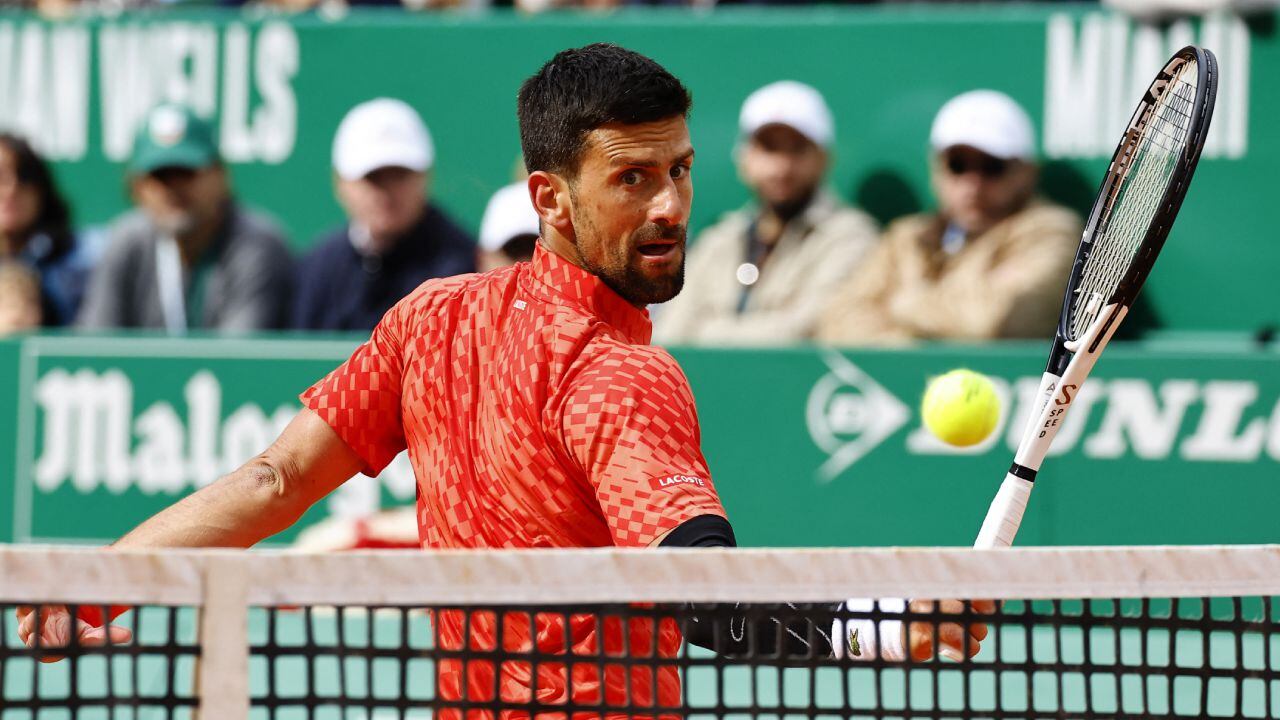 Tennis - ATP Masters 1000 - Monte Carlo Masters - Monte-Carlo Country Club, Roquebrune-Cap-Martin, France - April 13, 2023 Serbia's Novak Djokovic in action during his round of 16 match against Italy's Lorenzo Musetti REUTERS/Eric Gaillard