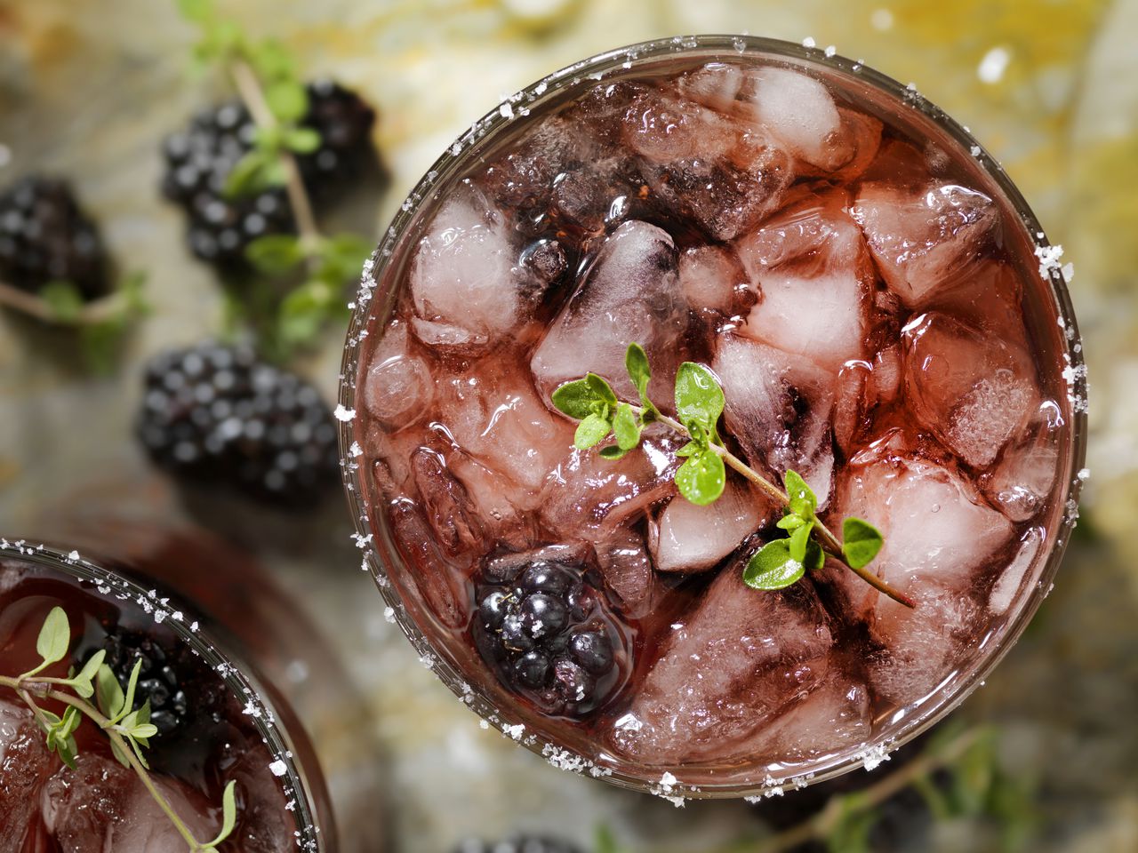 Blackberry and Thyme cocktail with a hint of lemon and lime