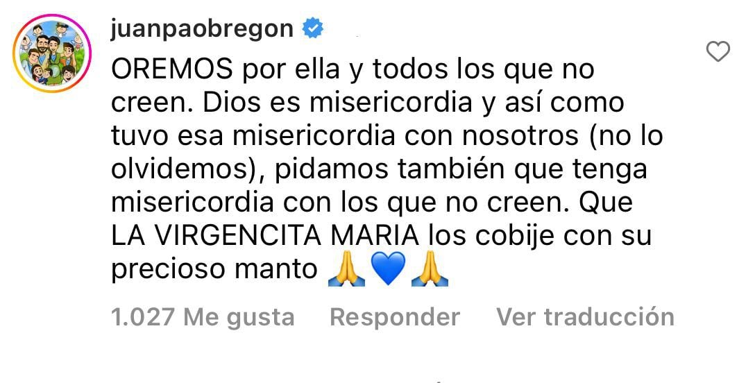 Juan Pablo Obregón responde a declaraciones de Margarita Rosa de Francisco sobre la Virgen.