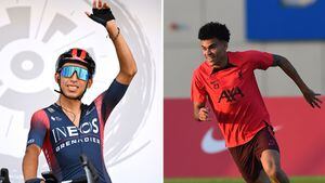 Egan Bernal, ciclista del Team Ineos, y Luis Díaz, jugador del Liverpool de Inglaterra.