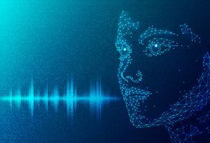 Conversational AI Concept - Natural Language Processing - NLP - Computational Linguistics Concept - AI-based Virtual Assistant Generating Voice as a Soud Wave