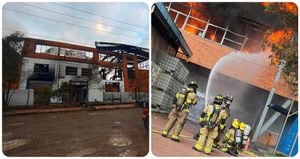 Un voraz incendio arrasó con todo lo que encontró a su pasó en la bodega de colchones Espumas Santa Fe