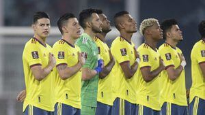 La Selección Colombia durante los actos protocolarios en Córdoba, Argentina