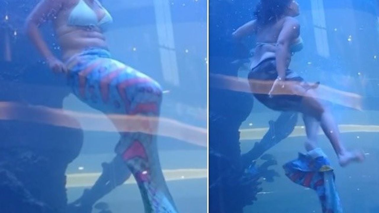 Una 'sirena' casi se ahoga en un acuario. La mujer reaccionó y se salvó.