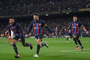 Jordi Alba abrió el marcador ante el Sevilla en el Camp Nou.