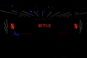 Netflix logo being shown during a keynote about the future of entertainment on the second day of the Mobile World Congress 2023 on February 28, 2023, in Barcelona, Spain. (Photo by Joan Cros/NurPhoto via Getty Images)