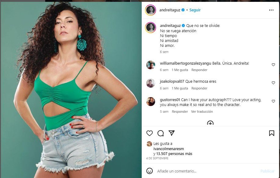 Andrea Guzmán captura de pantalla Instagram