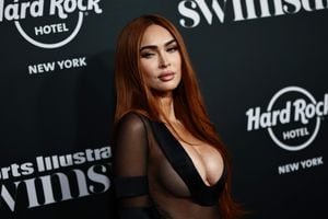 NEW YORK, NEW YORK - MAY 18: Megan Fox attends the 2023 Sports Illustrated Swimsuit Issue release party at Hard Rock Hotel New York on May 18, 2023 in New York City. (Photo by Dimitrios Kambouris/Getty Images for Sports Illustrated Swimsuit)