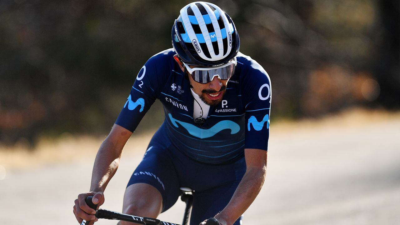 MONTAGNE, FRANCE - FEBRUARY 13: Ivan Ramiro Sosa Cuervo of Colombia and Movistar Team competes during the 6th Tour de La Provence 2022, Stage 3 a 180,6km stage from Manosque to Montagne de Lure 1567m / #TDLP22 / on February 13, 2022 in Montagne, France. (Photo by Luc Claessen/Getty Images)