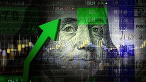 Signo de dólar, Crecimiento, Mercado de valores y bolsa, Datos del mercado de valores, Moverse hacia arriba