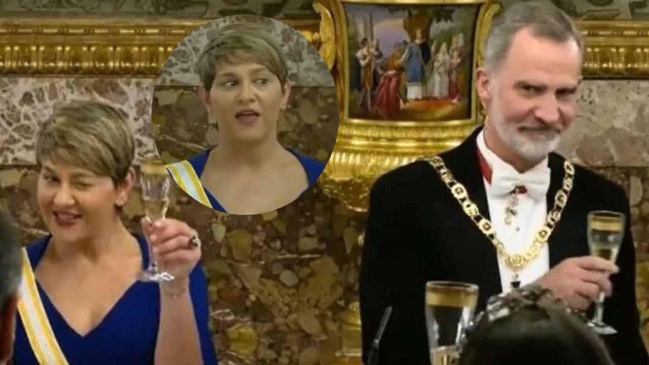 Verónica Alcocer y sus particulares caras en cena con el rey de España que se hicieron virales