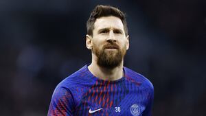 Soccer Football - Ligue 1 - Angers v Paris St Germain - Stade Raymond Kopa, Angers, France - April 21, 2023 Paris St Germain's Lionel Messi during the warm up before the match REUTERS/Stephane Mahe