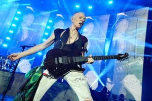ATLANTA, GEORGIA - JUNE 16: Phil Collen of Def Leppard performs onstage during The Stadium Tour at Truist Park on June 16, 2022 in Atlanta, Georgia. (Photo by Kevin Mazur/Getty Images for Live Nation)