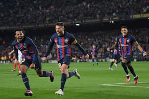 Jordi Alba abrió el marcador ante el Sevilla en el Camp Nou.