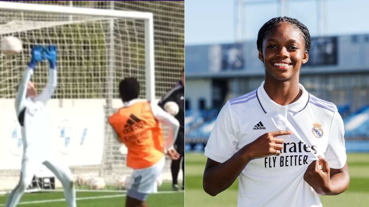 Linda Caicedo y su gol en entrenamiento del Madrid.