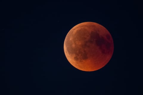Blood moon - full Lunar Eclipse in the night sky