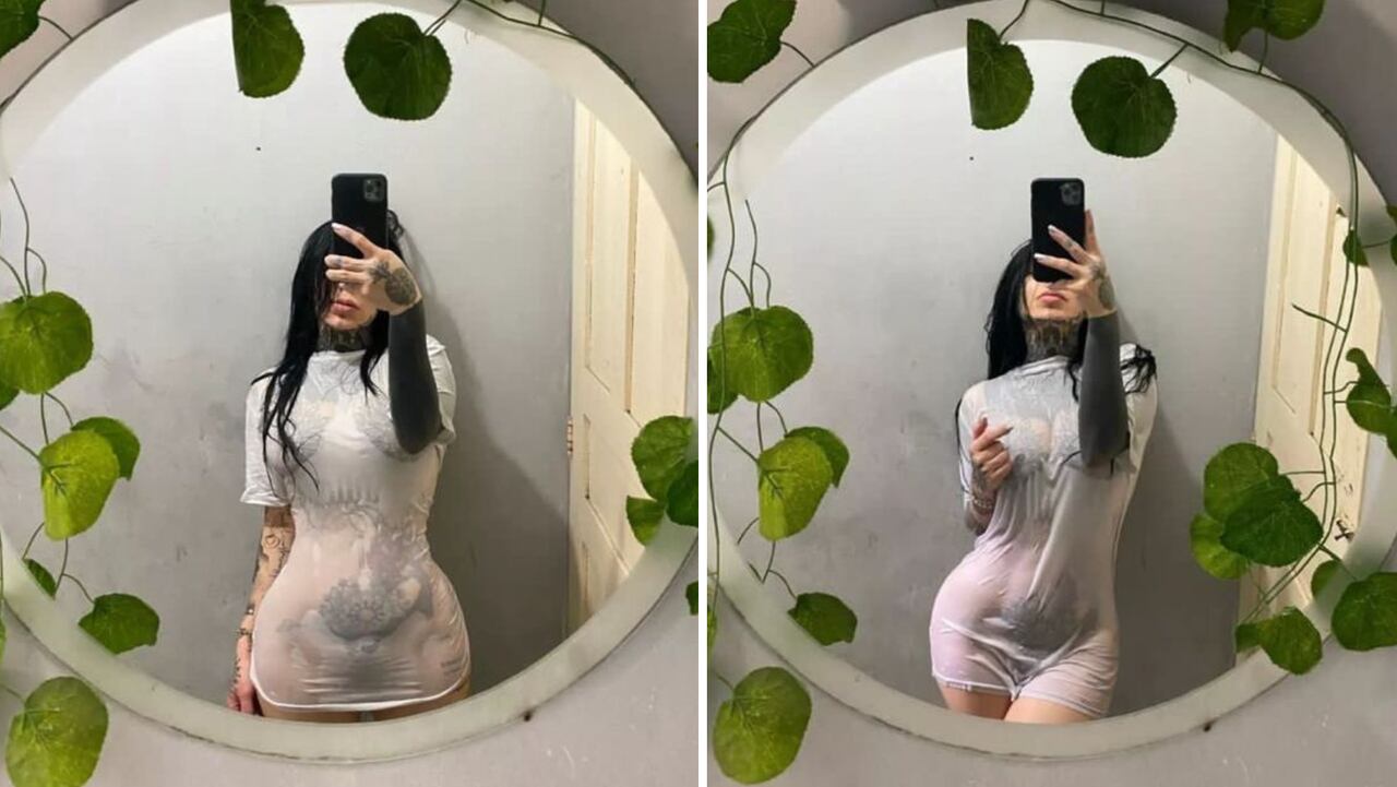 Frente a un espejo y toda mojada, Mercedes Uhía humedeció a sus seguidores