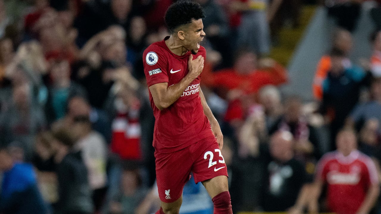 Luis Díaz, jugador del Liverpool celebra el gol ante el Crystal Palace