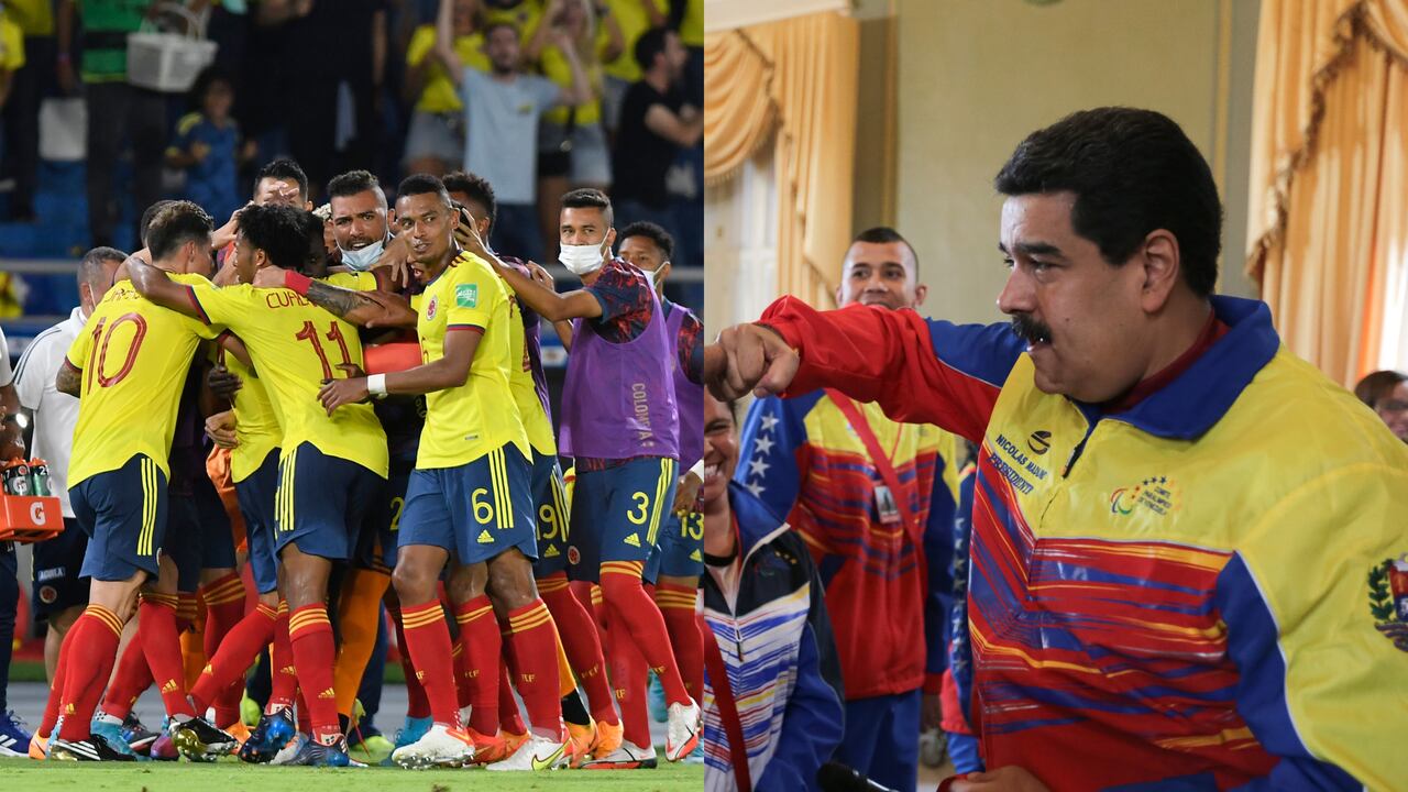 Montaje de Nicolás Maduro con los jugadores de la Selección Colombia