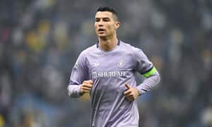 RIYADH, SAUDI ARABIA - JANUARY 26: Cristiano Ronaldo of Al Nassr FC during the Saudi Super Cup match between Al Ittihad and Al Nassr at King Fahd International Stadium on January 26, 2023 in Riyadh, Saudi Arabia. (Photo by Sam Bagnall - AMA/Getty Images)