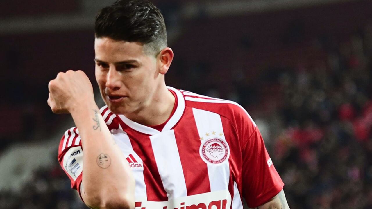 James Rodríguez llegó a su quinto gol en esta temporada con Olympiacos.