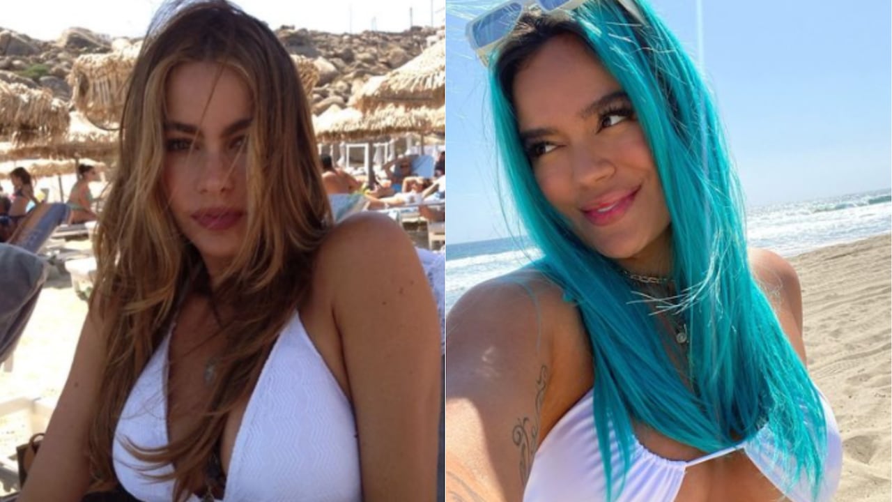 Karol G a la derecha Y Sofia Vergara a la izquierda