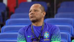 DOHA, QATAR - DECEMBER 5: Neymar da Silva Sr, father of Neymar Jr of Brazil attends the FIFA World Cup Qatar 2022 Round of 16 match between Brazil and South Korea at Stadium 974 on December 5, 2022 in Doha, Qatar. (Photo by Jean Catuffe/Getty Images)