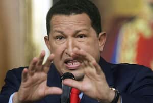 El entonces presidente venezolano, Hugo Chávez, en una conferencia de prensa en el Palacio de Miraflores el 5 de diciembre de 2006 en Caracas, Venezuela