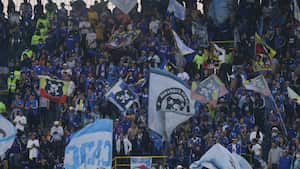 Hinchas de Millonarios en el clásico 307 ante Independiente Santa Fe.