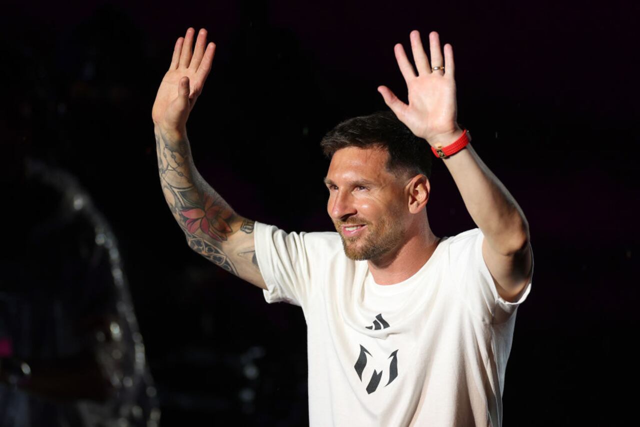 Lionel Messi en su presentación con el Inter de Miami.