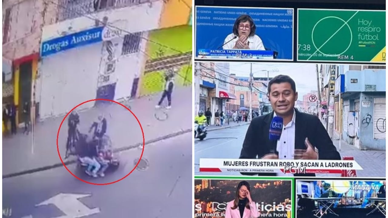 El momento en que ladrones en moto roban la cámara a periodista de RCN.
