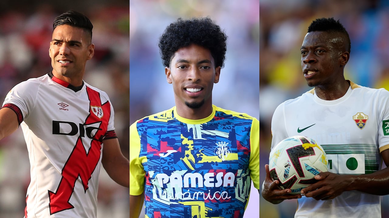 Radamel Falcao García (Rayo Vallecano), Johan Mojica (Villarreal) y Helibelton Palacios (Elche).