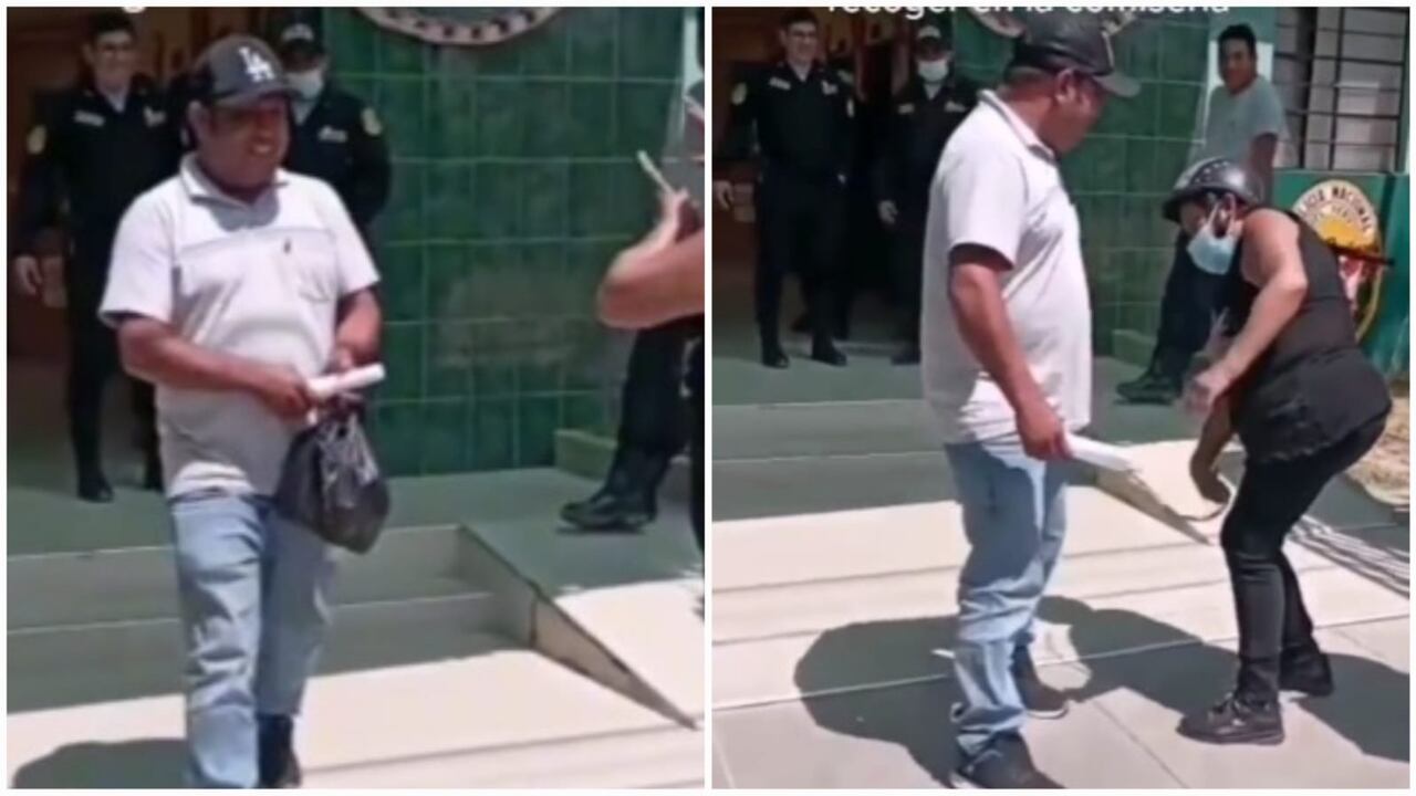 Hombre fue esperado a correazos, luego de pasar la noche bajo custodia policial. La escena se desarrolló en Perú.