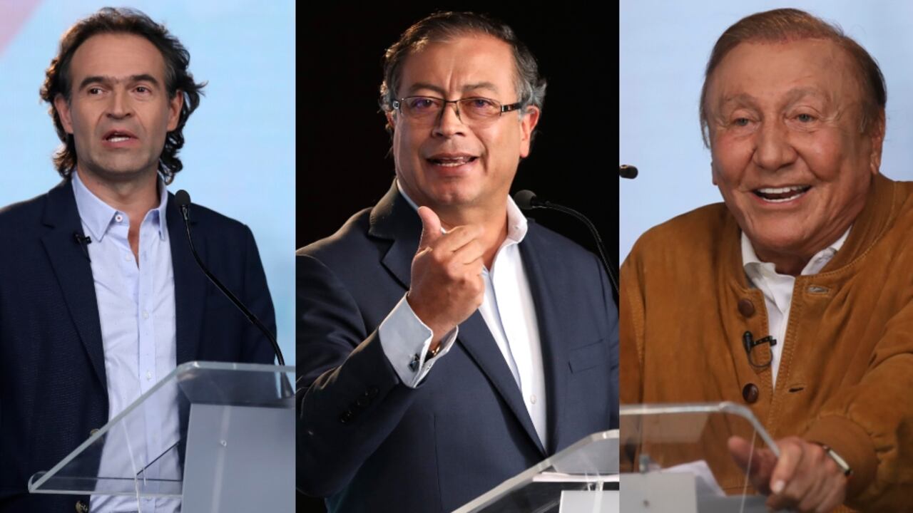 Los candidatos Federico Gutiérrez, Gustavo Petro y Rodolfo Hernández