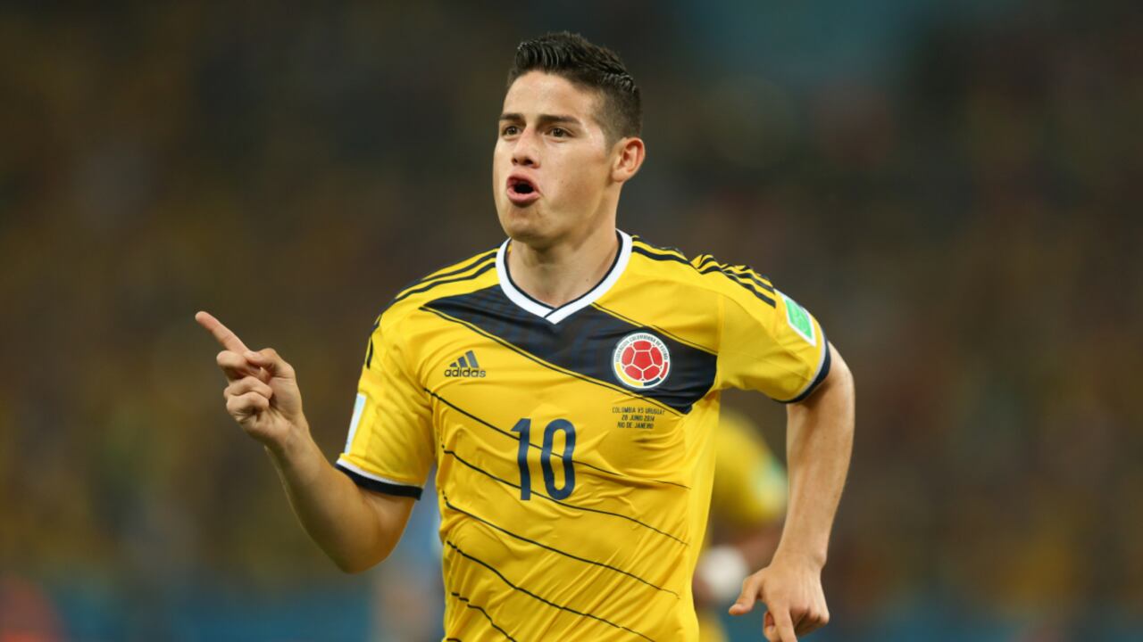 Colombia's James Rodriguez celebrates scoring their first goal of the game during the FIFA World Cup, Round of 16 match at the Estadio do Maracana, Rio de Janeiro, Brazil. (Photo by Getty Images/Mike Egerton/PA Images)