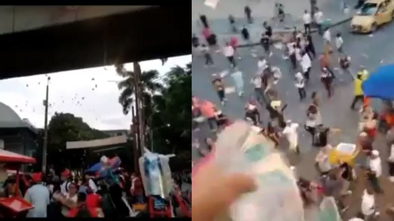 Influenciadores se fueron de extravagantes y lanzaron billetes de 100 mil desde el Metro de Medellín