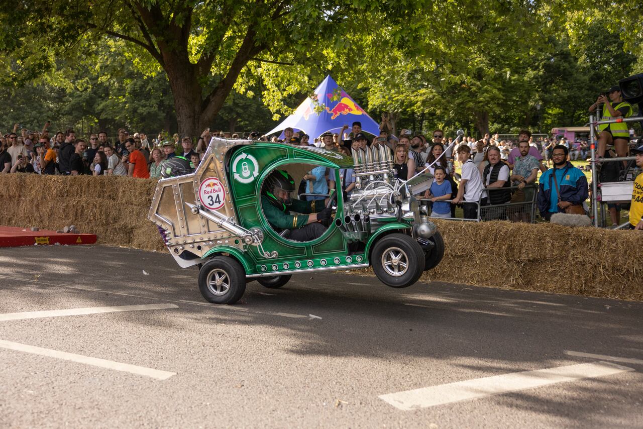 Every can counts racing down at Red Bull soapbox race, Alexandra Palace, 22nd June 2024 // Will Douglas / Red Bull Content Pool // SI202406220556 // Usage for editorial use only //