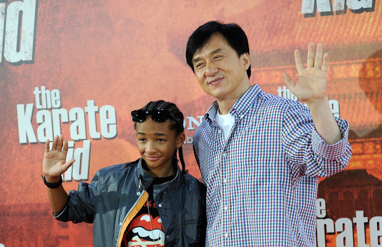 Actores Jaden Smith y Jackie Chan en la proyección de 'The Karate Kid' julio 21, de 2010 en Madrid