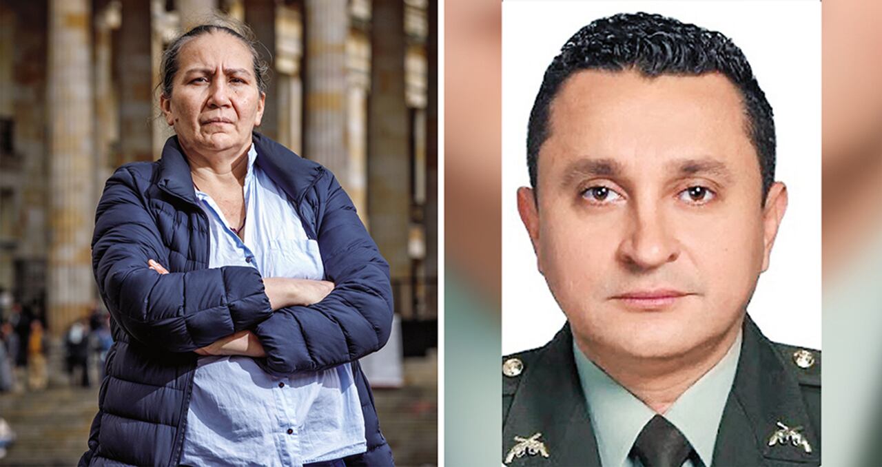 En la izquierda, Marelbys Meza, la exniñera del hijo de Laura Sarabia, que denunció a la exjefa de gabinete de Gustavo Petro. A la derecha, el coronel Óscar Dávila, muerto en medio del escándalo.