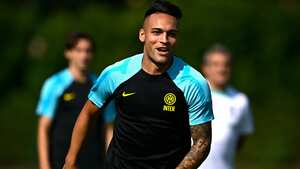Lautaro Martínez, jugador del Inter de Milán, durante los entrenamientos.