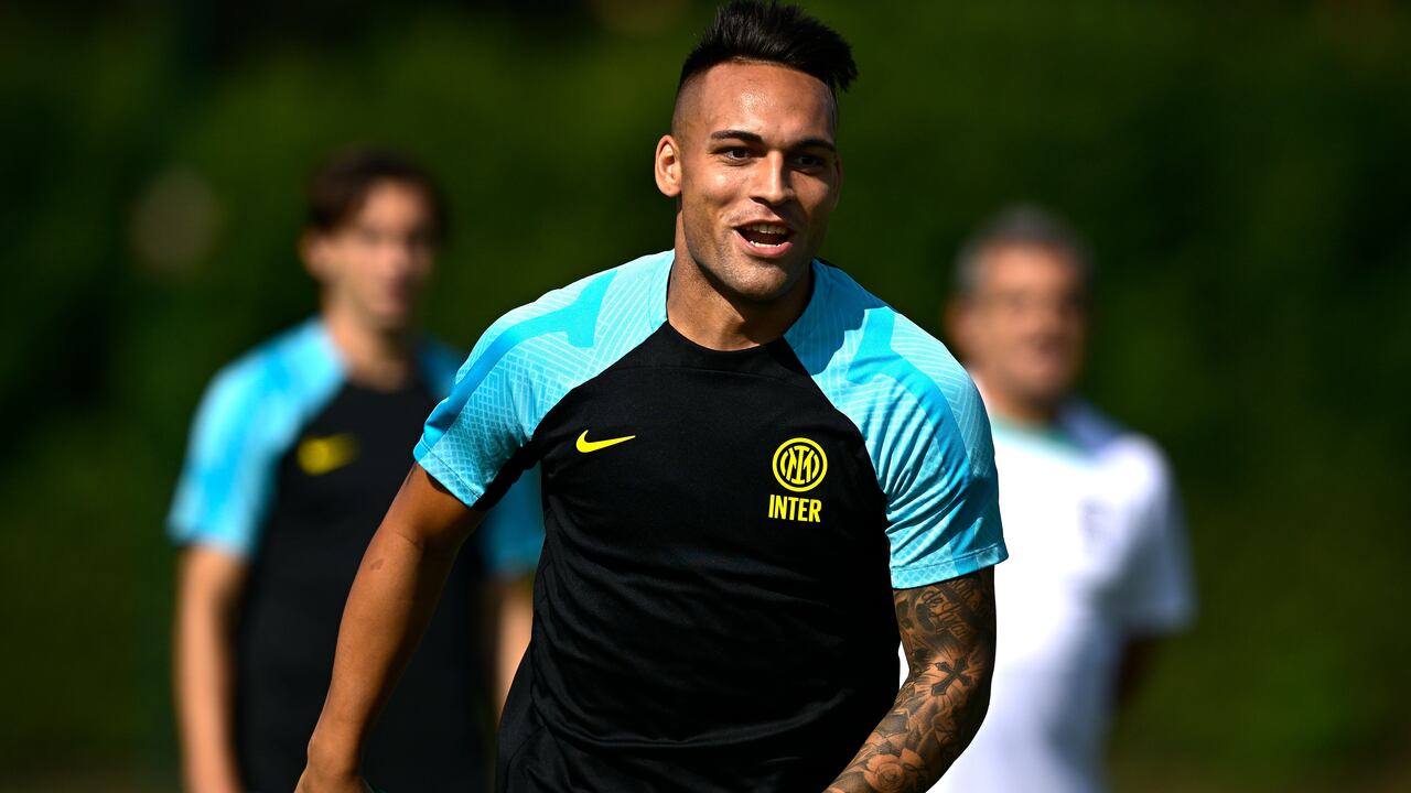 Lautaro Martínez, jugador del Inter de Milán, durante los entrenamientos.