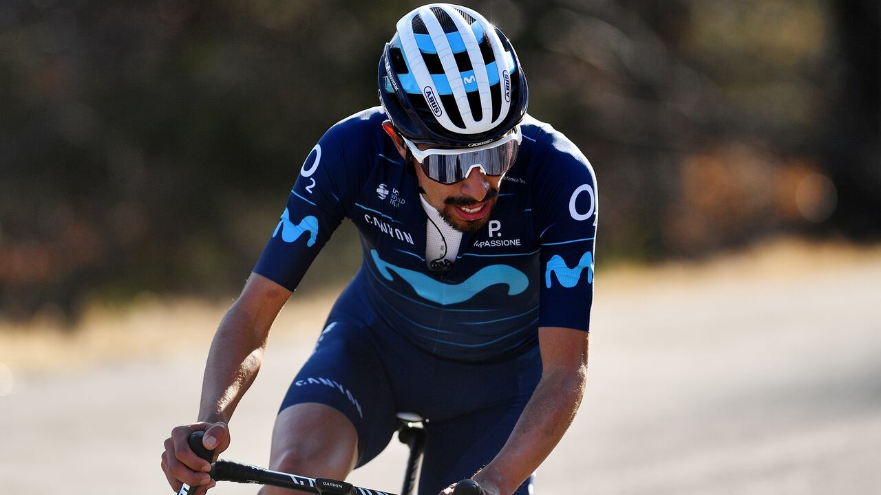 MONTAGNE, FRANCE - FEBRUARY 13: Ivan Ramiro Sosa Cuervo of Colombia and Movistar Team competes during the 6th Tour de La Provence 2022, Stage 3 a 180,6km stage from Manosque to Montagne de Lure 1567m / #TDLP22 / on February 13, 2022 in Montagne, France. (Photo by Luc Claessen/Getty Images)
