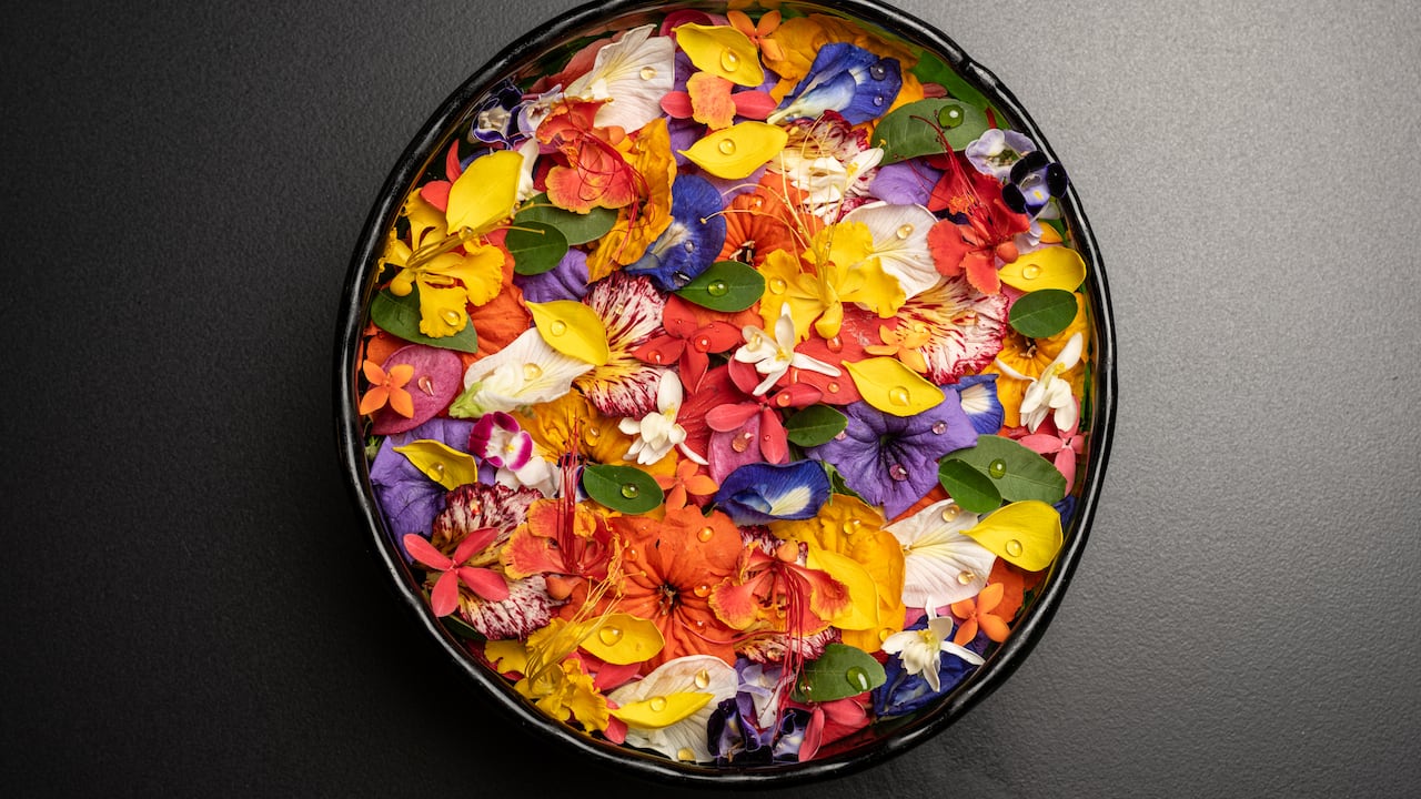 El menú de Celele es un recorrido por las flores y colores del Caribe.