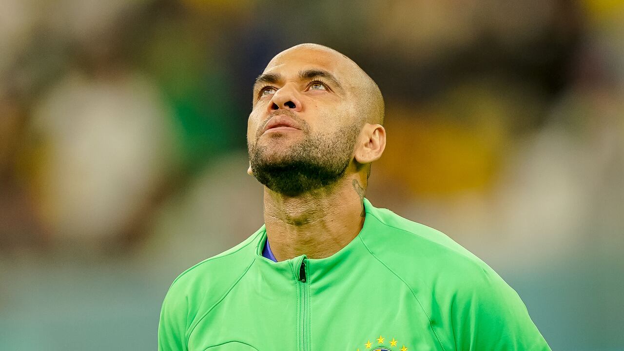 LUSAIL CITY, QATAR - DECEMBER 02: Dani Alves of Brazil looks on prior to the FIFA World Cup Qatar 2022 Group G match between Cameroon and Brazil at Lusail Stadium on December 2, 2022 in Lusail City, Qatar. (Photo by Tnani Badreddine/DeFodi Images via Getty Images)