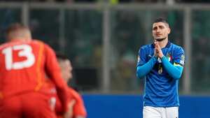 PALERMO, ITALY - MARCH 24: Marco Verratti of Italy disappointed for the defeat ,during the 2022 FIFA World Cup Qualifier knockout round play-off match between Italy and North Macedonia at Stadio Renzo Barbera on March 24, 2022 in Palermo, . (Photo by MB Media/Getty Images)