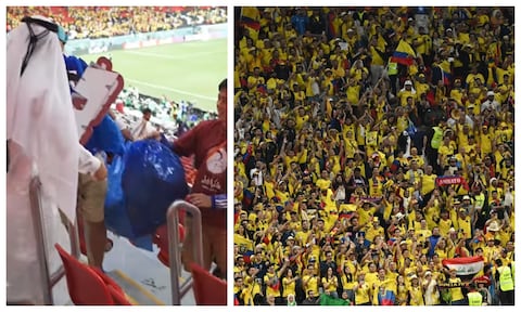 Fútbol Fútbol - Copa Mundial de la FIFA Qatar 2022 - Grupo A - Qatar v Ecuador - Estadio al Bayt, al Khor, Qatar - 20 de noviembre de 2022 los aficionados de Ecuador celebran después del partido REUTERS/Dylan Martinez