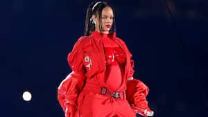 GLENDALE, ARIZONA - FEBRUARY 12: Rihanna performs onstage during the Apple Music Super Bowl LVII Halftime Show at State Farm Stadium on February 12, 2023 in Glendale, Arizona. (Photo by Gregory Shamus/Getty Images)