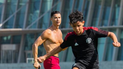 Cristiano y Cristiano Jr., entrenando juntos